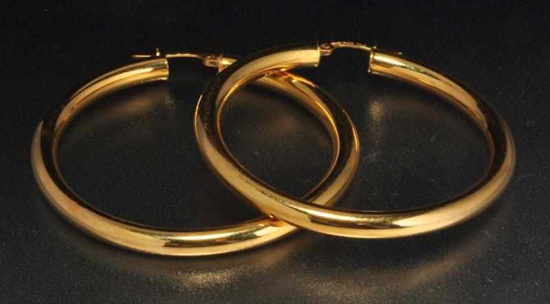 Appraisal: Pair of K Y Gold Hoop Earrings Description Weight dwt