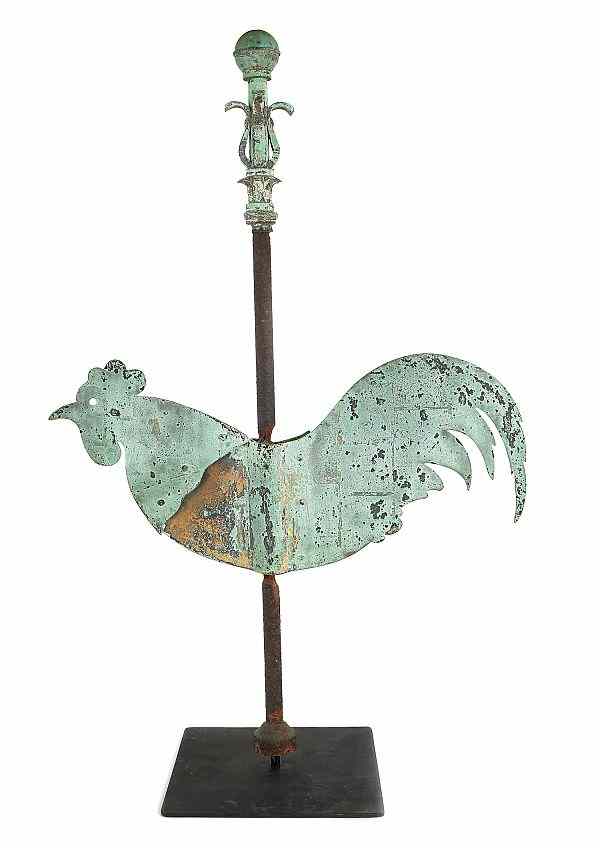 Appraisal: Sheet iron rooster weathervane th c h w