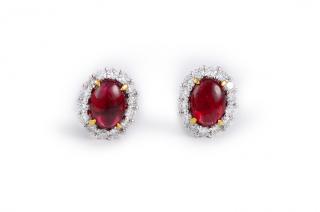 Appraisal: Unheated Burmese Ruby Diamond Earrings Platinum ruby diamond earrings rubies