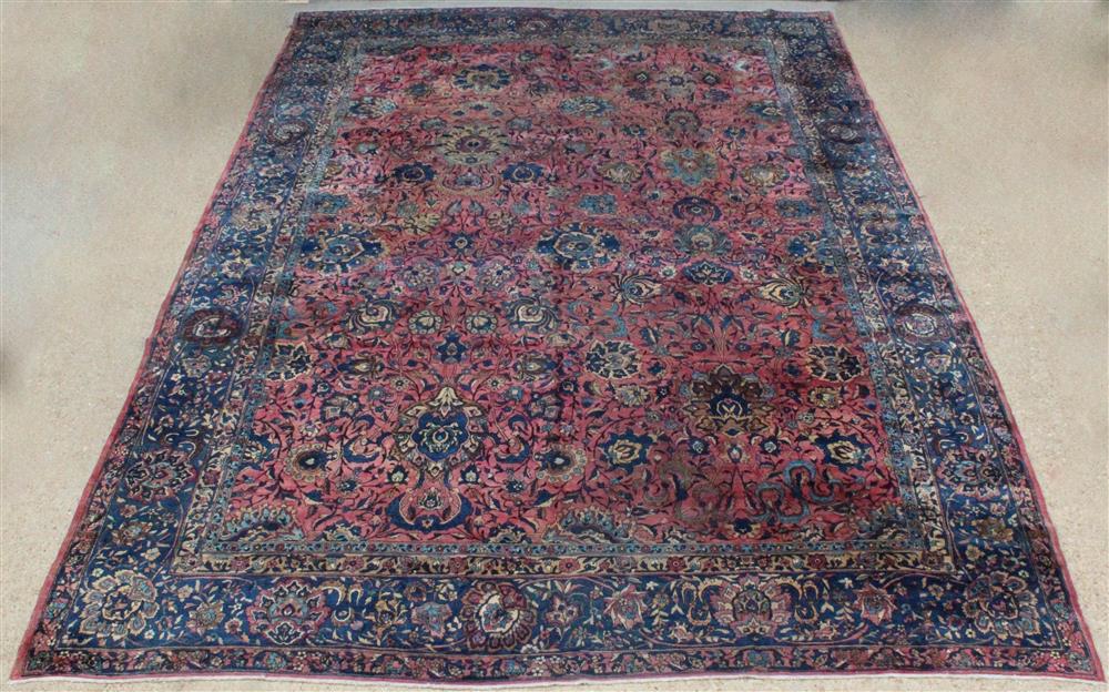 Appraisal: LARGE PERSIAN LAVAR KIRMAN WOOL RUG all over floral intertwining