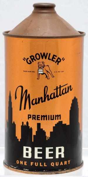 Appraisal: Manhattan Beer Growler Quart Cone Top Beer Can - Clear