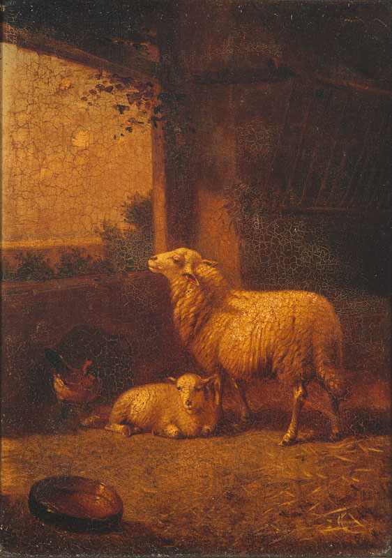 Appraisal: Joseph van Dieghem - Belgian Sheep and Fowl in a