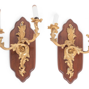 Appraisal: A Pair of Louis XV Style Gilt Metal Two-Light Sconces