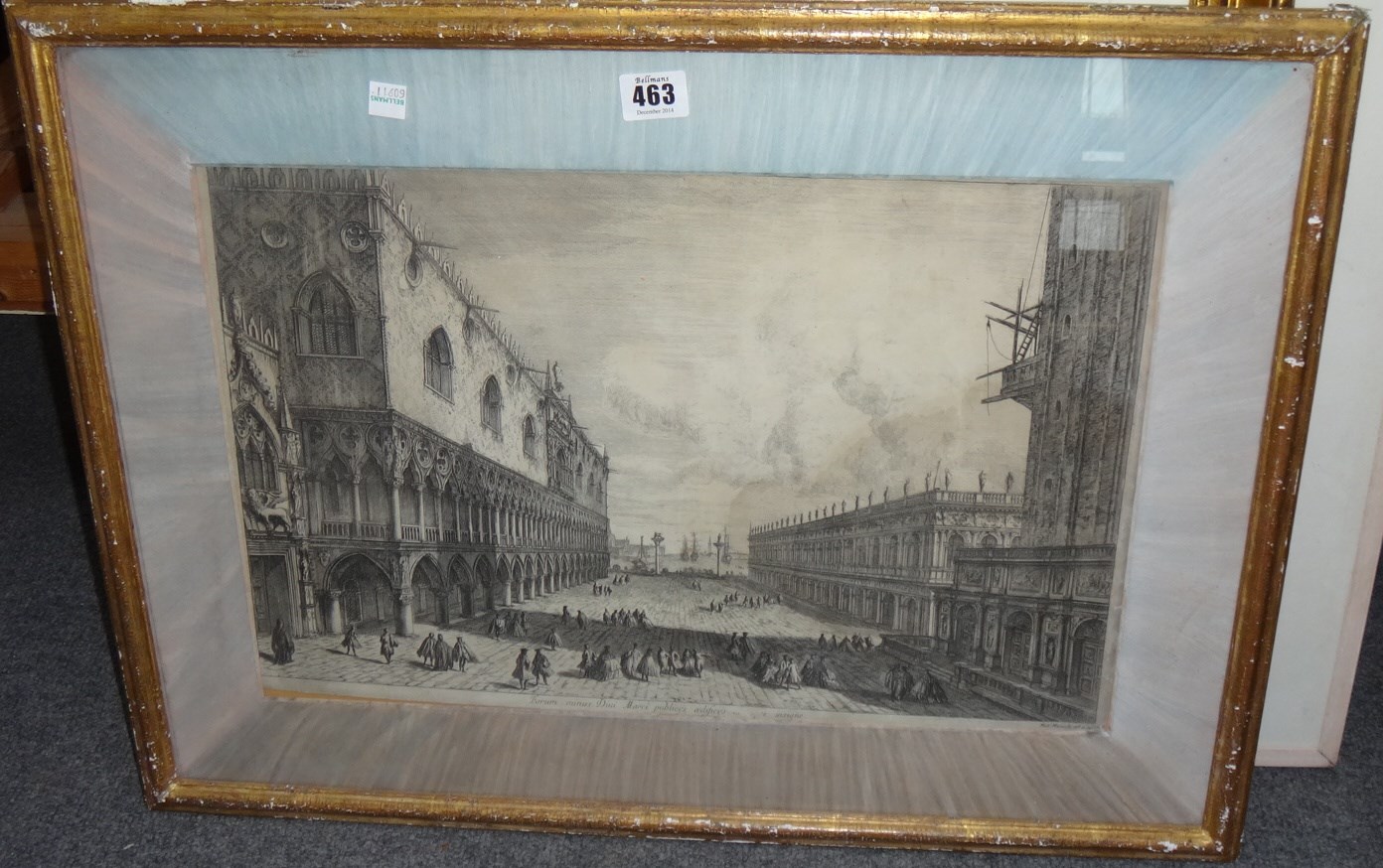 Appraisal: After Michael Marieschi Venetian views three engravings each approx cm