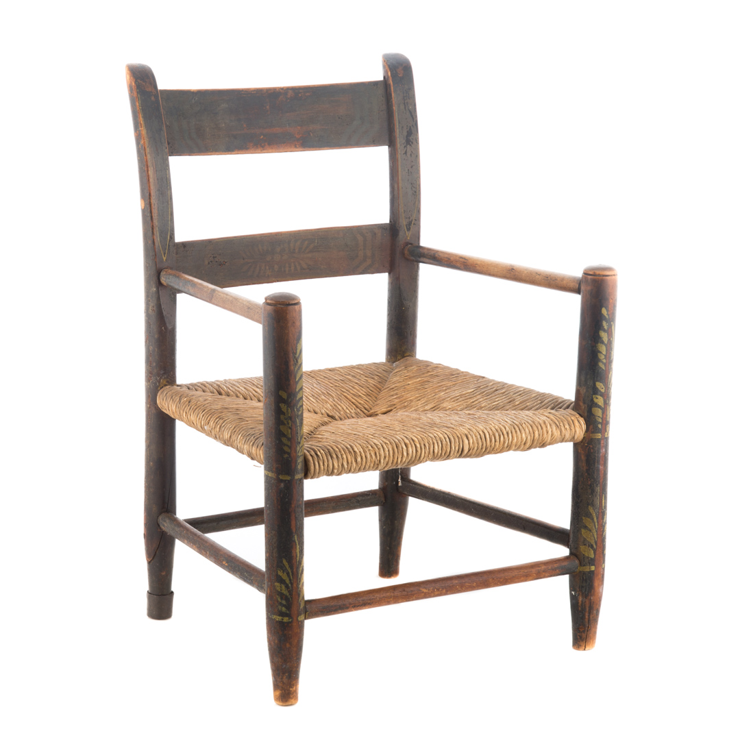 Appraisal: American painted child's chair Maryland or Pennsylvania circa curved horizontal