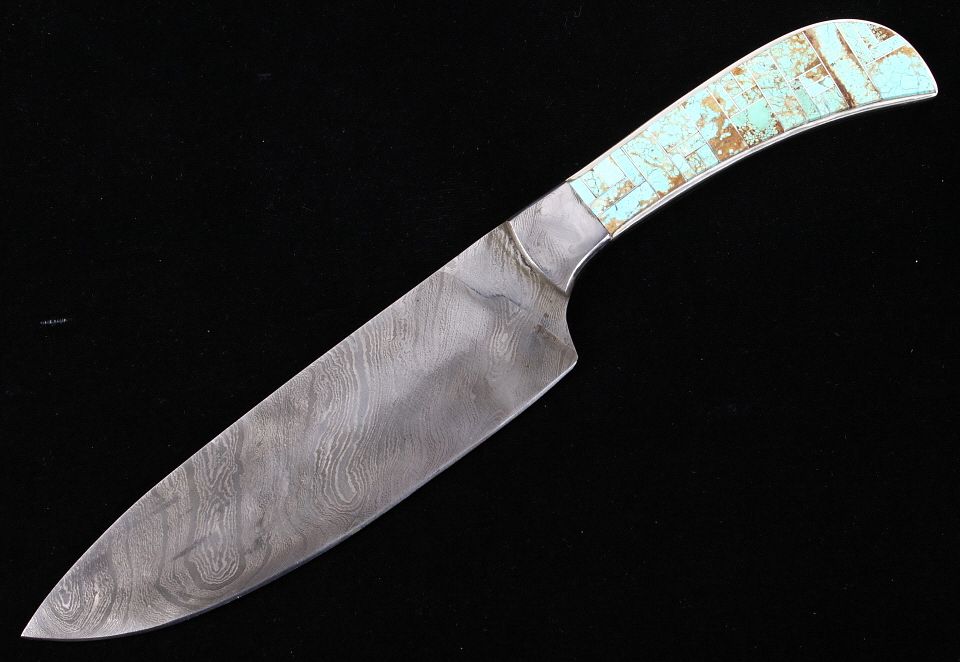 Appraisal: Navajo Wilson Dawes No Turquoise Damascus Knife This lot features