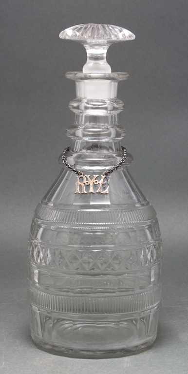 Appraisal: George IV Anglo-Irish cut glass decanter with sterling ''Rye'' tag