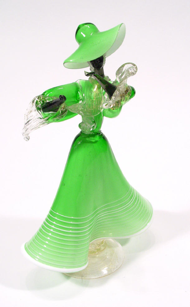 Appraisal: Green Murano glass figurine in a flowing dress cm high