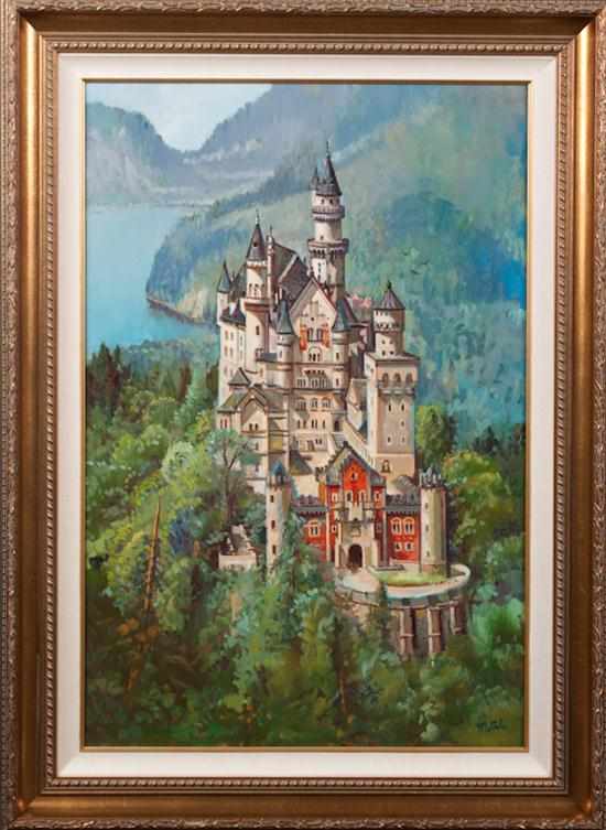 Appraisal: Filastro Mathew Mottola American - Neuschwanstein oil on canvas signed