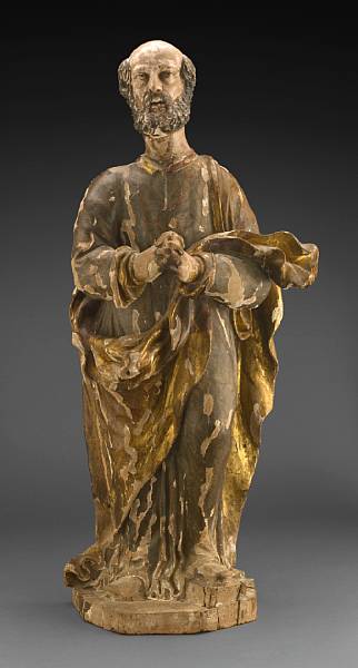 Appraisal: A Continental carved and polychrome decorated figure of a saint