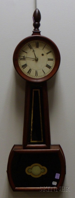 Appraisal: Cherry Patent Timepiece or Banjo Clock Attleboro Massachusetts painted zinc