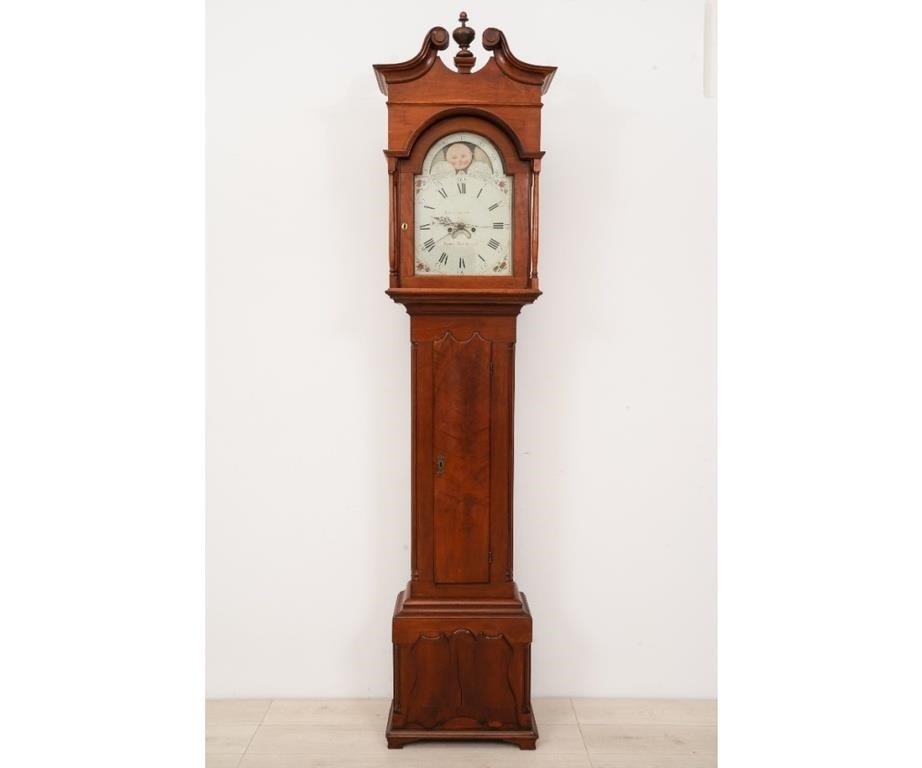 Appraisal: Pennsylvania Montgomery County cherry tall case clock with -day works