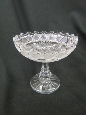 Appraisal: Cut Glass Compote hexagon diamond band floral uater