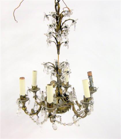 Appraisal: Continental gilt bronze and rock crystal chandelierpossibly italian th century