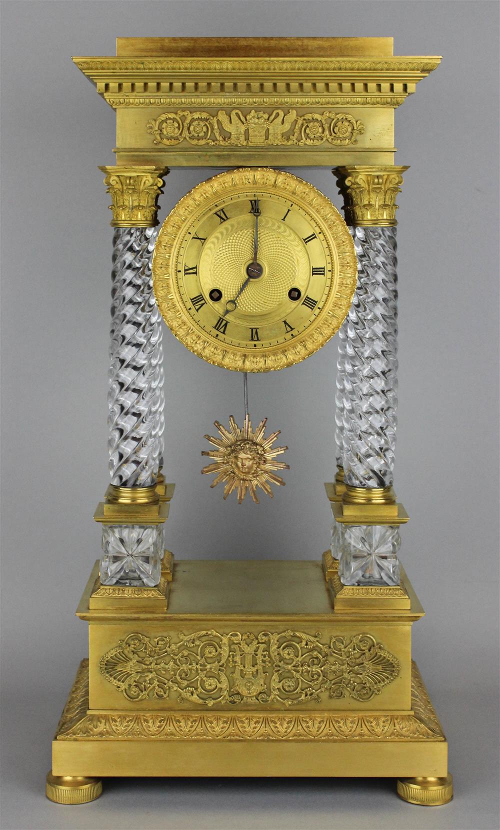 Appraisal: FRENCH GILT-BRONZE AND CUT GLASS MANTEL CLOCK late th C