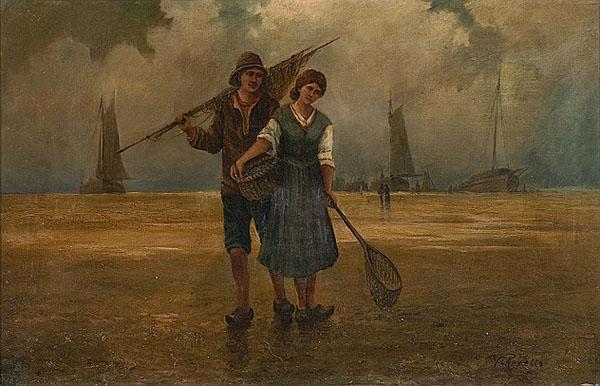 Appraisal: PAIR OF TH CENTURY ITALIAN COASTAL SCENES The Courtship and