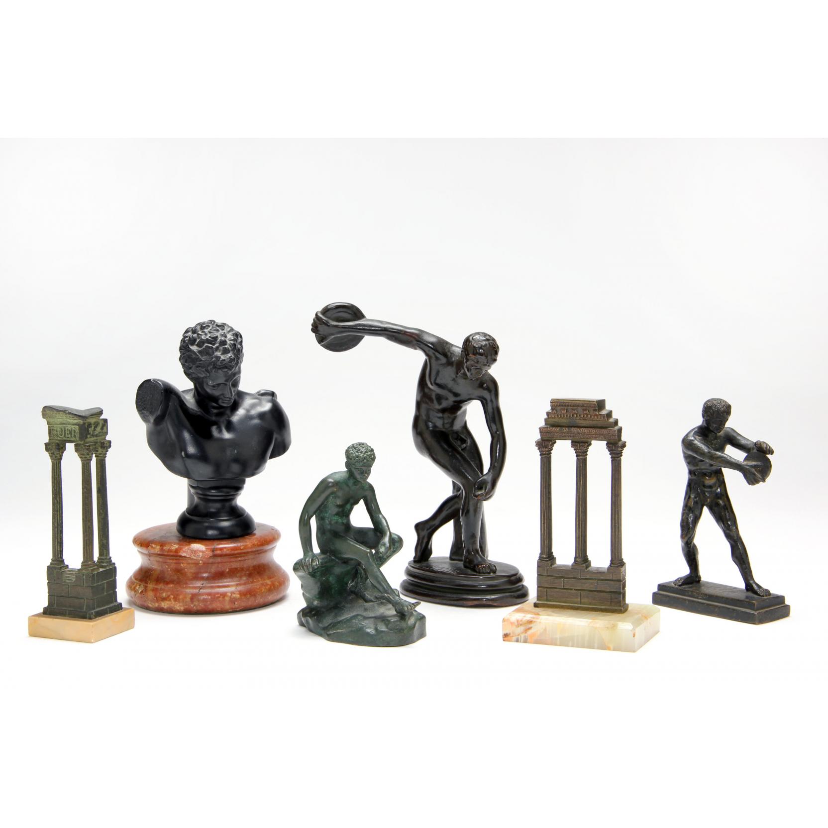 Appraisal: Group of Miniature Grand Tour Bronzes circa including a bust