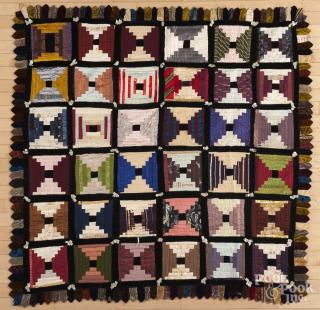 Appraisal: Silk log cabin child's quilt '' x ''