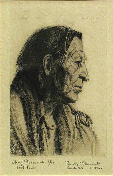 Appraisal: Henry Balink Chief Paccunuk-Taos Tribe n d Etching with drypoint