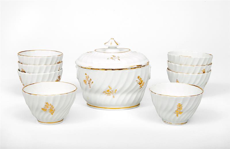 Appraisal: Set of Eight English Gilt-Decorated Porcelain Tea Bowls and Matching