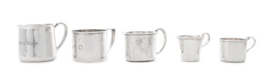 Appraisal: Sale Lot A Group of Five American Silver Child's Mugs