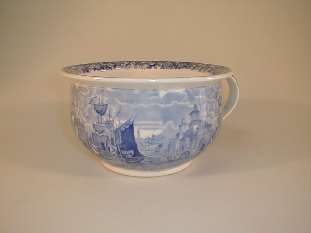 Appraisal: A Wedgwood Ferrara pattern chamber pot printed in blue with