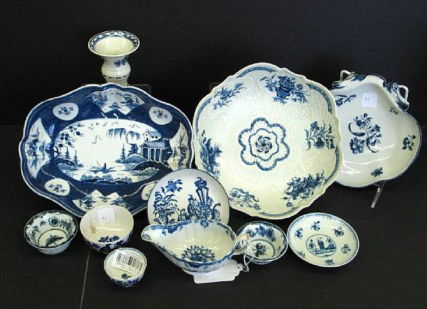 Appraisal: An assembled grouping of Worcester blue and white porcelain fourth