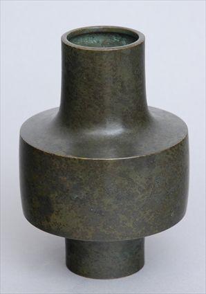 Appraisal: JAPANESE BRONZE VASE The cylindrical bowl with waisted neck and