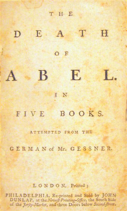 Appraisal: vol Dunlap John Printer Gessner Solomon The Death of Able