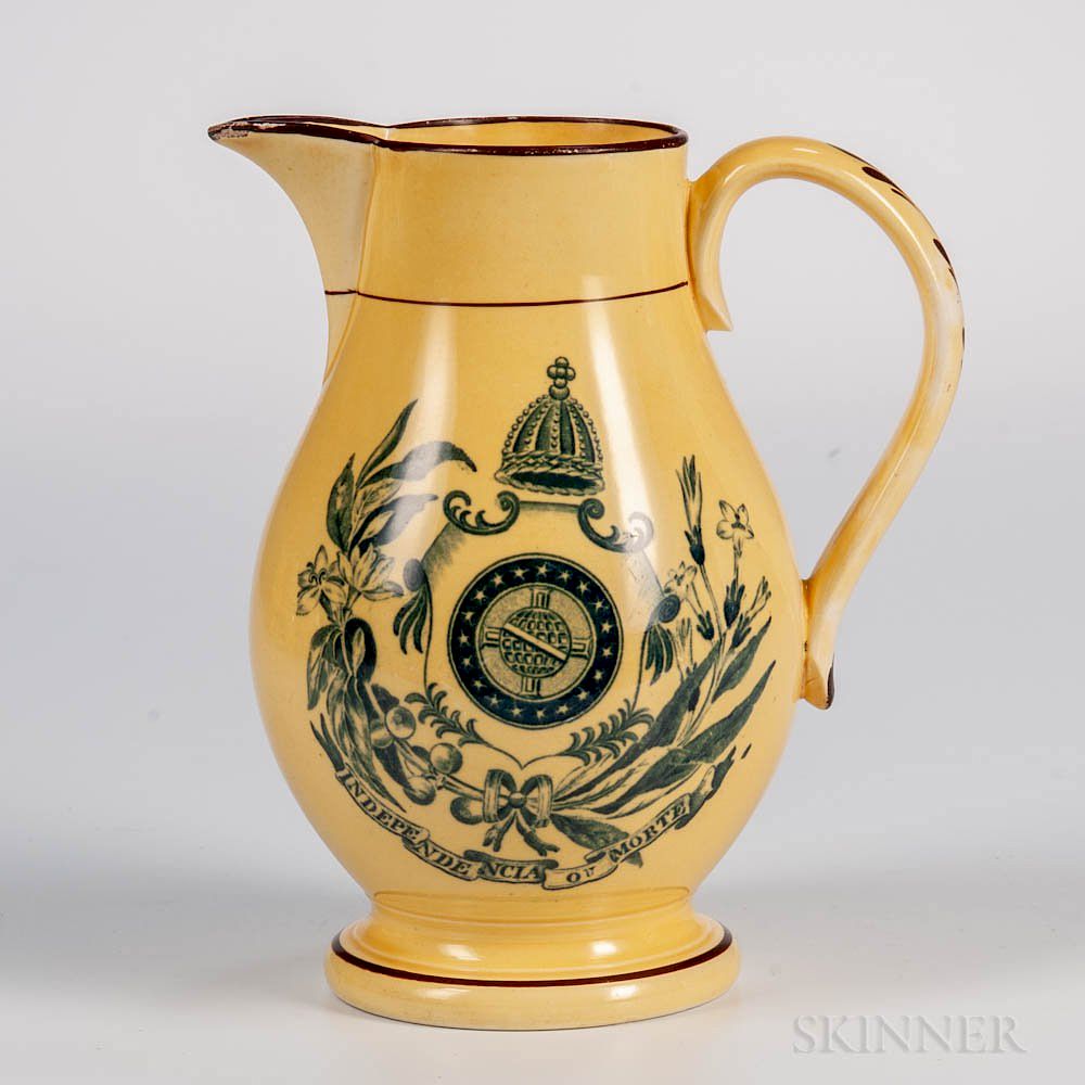 Appraisal: Yellow-glazed Staffordshire Brazil Independence Jug Yellow-glazed Staffordshire Brazil Independence Jug