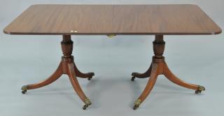 Appraisal: Custom mahogany two part drop leaf pedestal dining table with