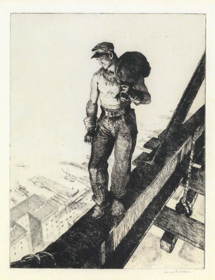 Appraisal: JAMES E ALLEN Spiderboy Etching x mm x inches full