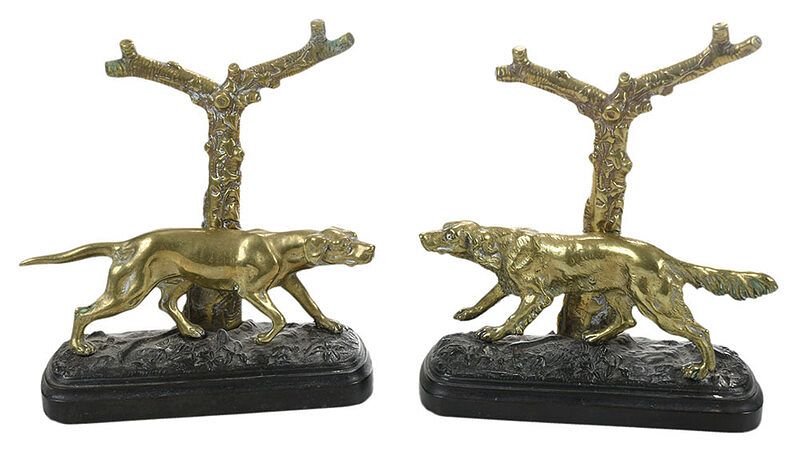 Appraisal: After Jules Moigniez Bronze Figural Dog Bookends English late th