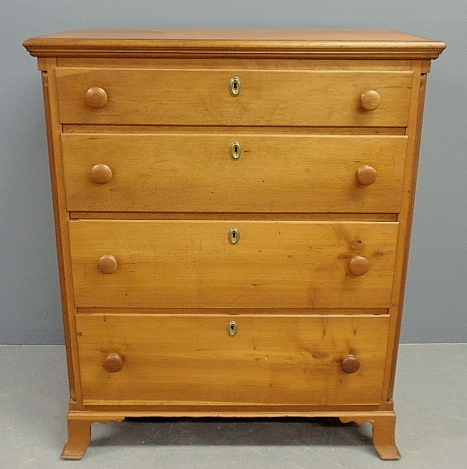 Appraisal: - Hepplewhite cherry three-quarter highcase c with fluted quarter columns