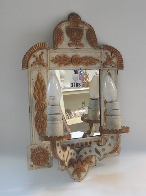 Appraisal: A pair of t le peinte girandole wall mirrors early