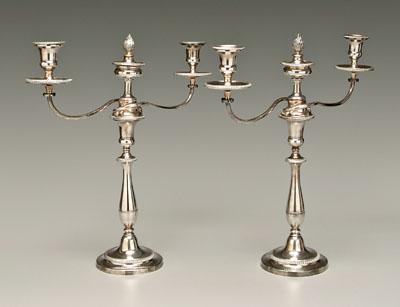 Appraisal: Pair Old Sheffield plate candelabra each with three cups reeded