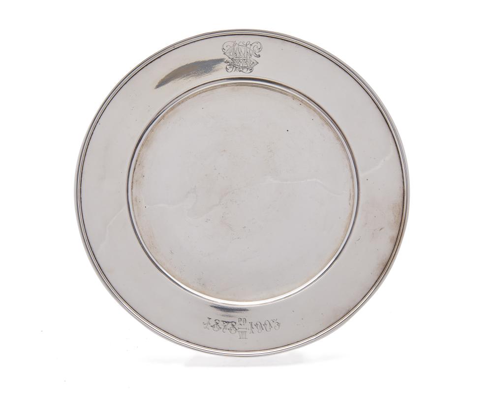 Appraisal: Russian Silver Charger engraved - VIII and monogrammed diameter in