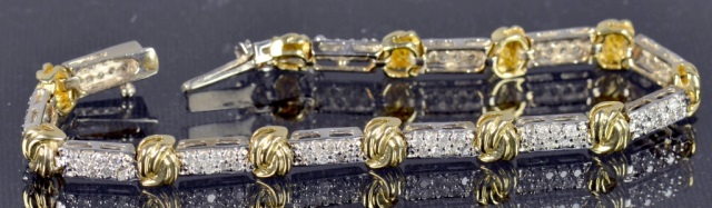 Appraisal: K White Yellow Gold BraceletWith ninety-seven Melee diamonds L Approx