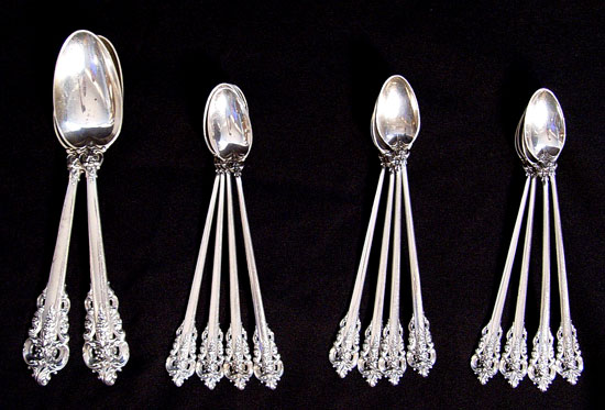 Appraisal: WALLACE GRAND BAROQUE STERLING ICED TEA SERVING SPOONS pieces by