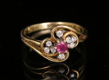 Appraisal: A Ladies' Ruby and Diamond Ring k yellow gold open