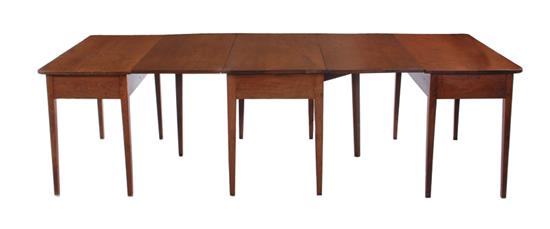 Appraisal: Southern Federal walnut three-part banquet table circa D-shaped ends drop-leaf