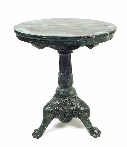 Appraisal: A Neoclassical style faux marble center table surmounted by a