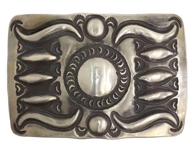 Appraisal: Native American sterling silver belt buckle signed Emerson Emerson Bill