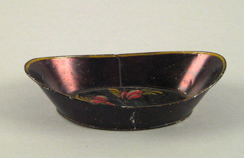 Appraisal: Miniature tole bread tray th c with floral decoration on