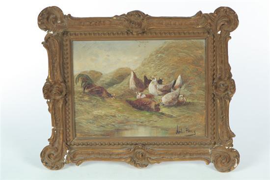 Appraisal: CHICKENS FEEDING BY NEIL PERCY AMERICAN LATE TH-EARLY TH CENTURY