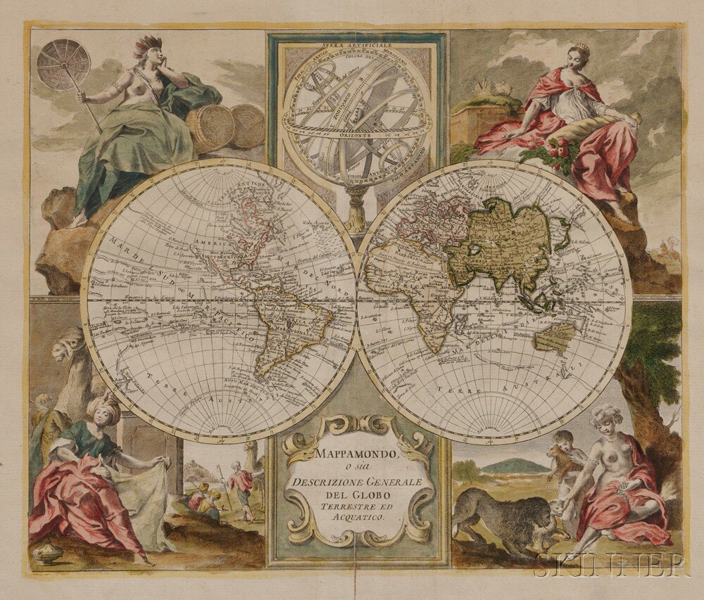 Appraisal: World Map Giambattista Albrizzi - Mappamondo o sia Descrizione Generale