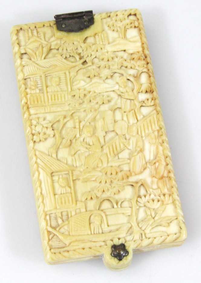 Appraisal: A late thC Chinese ivory notebook of rectangular outline heavily