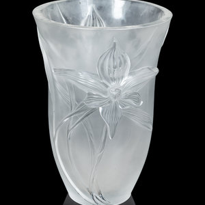 Appraisal: A Lalique Iris Vase Second Half th Century Height inches