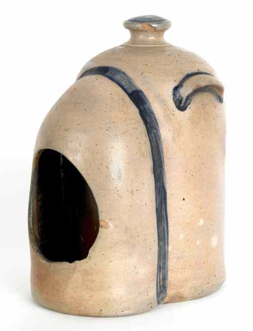 Appraisal: Pennsylvania stoneware feeder th c with cobalt highlights h