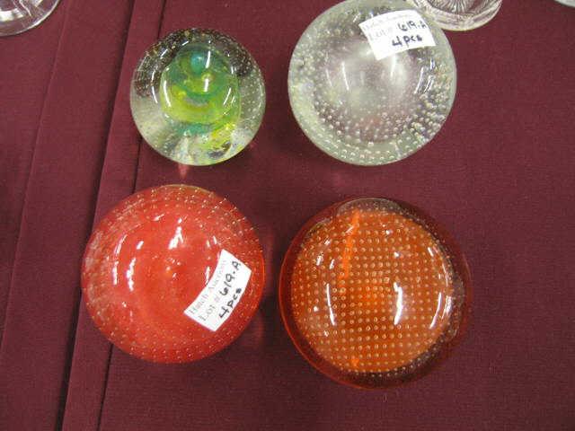 Appraisal: Art Glass Paperweights controlled bubble decor